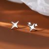 925 Stamp Silver Gold Color Star Stud Earrings Women Girl Gift Cute Banquet Asymmetry Jewelry