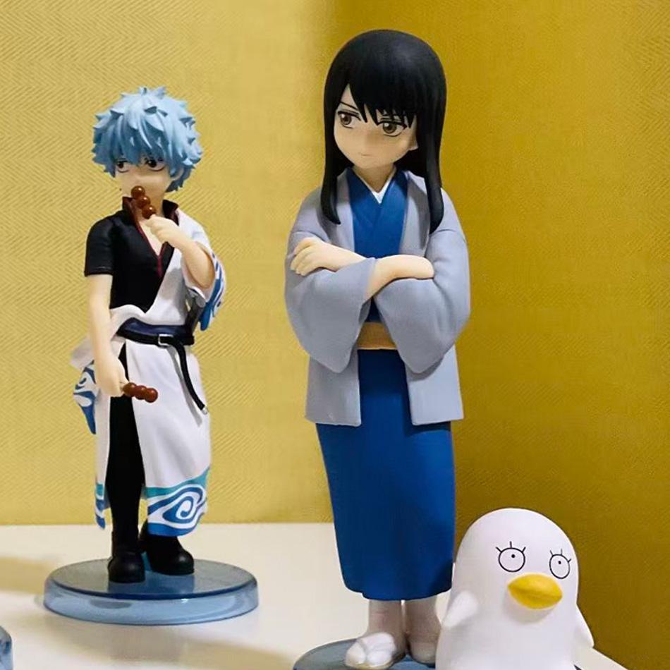 In Stock 14CM Anime Gintama Figure Sakata Gintoki Katsura Kotarou Animation Model Toys Gifts Collection Decoration Ornaments