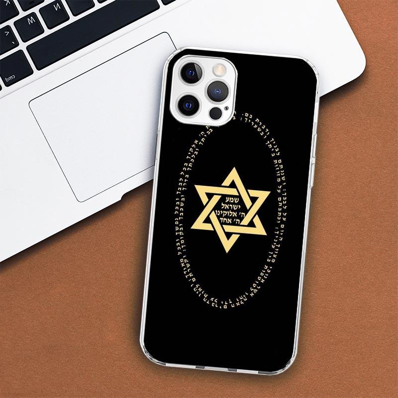 Pouzdro na telefon David s židovským symbolem hvězdy pro Apple iPhone 11 12 13 15 14 Pro 7 XR X XS Max 8 Plus + Mini SE s vlastním potiskem a měkkým krytem