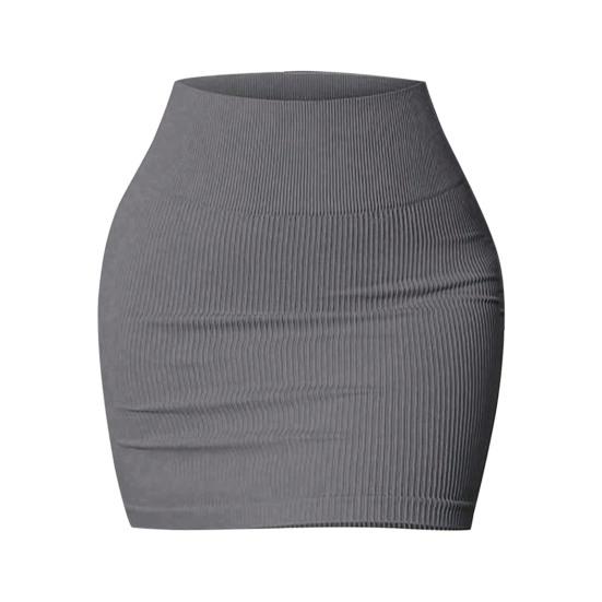 Women Mini Skirt Elastic High Waist Solid Color Short Skirt Hip-Hugging Bodycon Skirt Soft Breathable