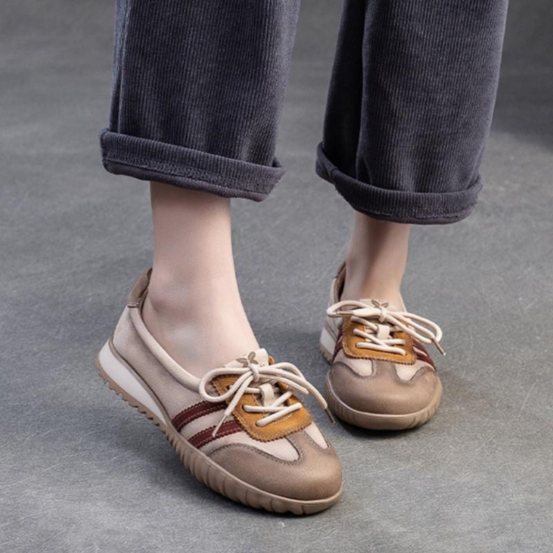 Fashion GKTINOO 2025 Spring New Flat Lace-up Shoes Mixed Colors Comfortable Leisure Soft Soled Women's Slip-on Shoes