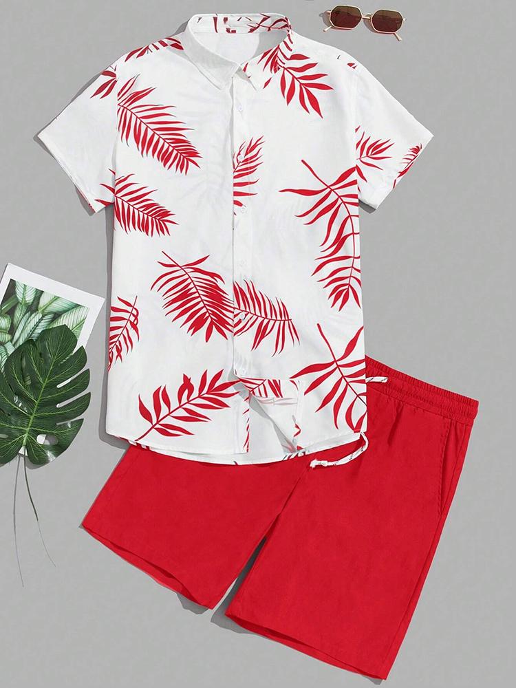 Fashion Summer Beach Black And White Printed Men's Suit Two Piece Casual Shirt Short Sleeve Hawaiian Shorts Men's Clothing Suit