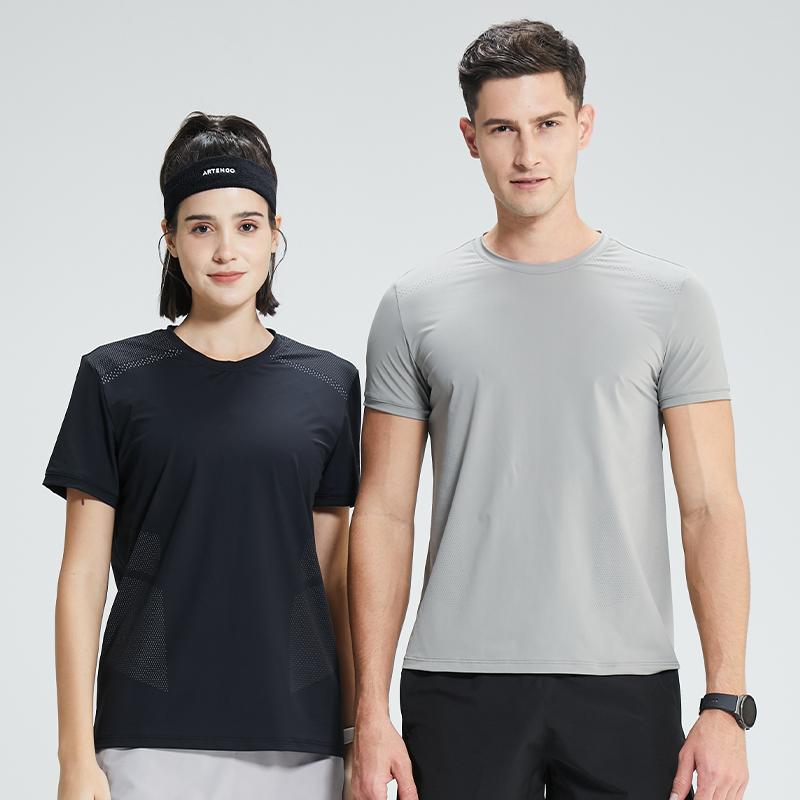 Mens Running T-shirt Breathable Trainin Tops Outdoor Workout Sweatshirt Male Muscle Fit Short Sleeve Tees Gym Sweatshirt Elastic