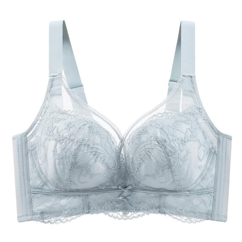 Thin Lingerie Sexy Lace Plus Size Bra No Steel Ring Bra Gathered and Adjusted Bra with A Retractable Accessory