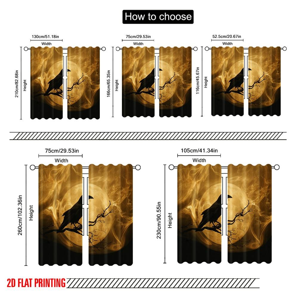 2pcs,2D Plane Printing Curtain Fabric Halloween Ghost (2) Versatile Fabric (without Rod) Outdoor Decorations Ldeal for Living