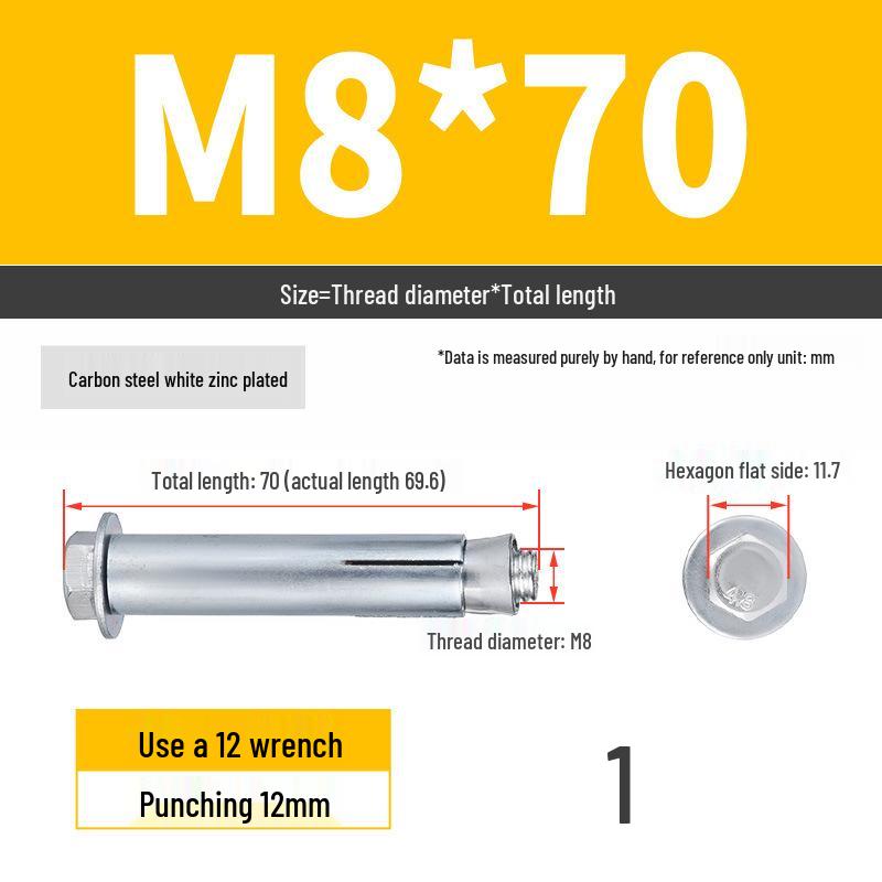 Galvanized External Hex Internal Expansion Bolt Set - M6/M8/M10/M12