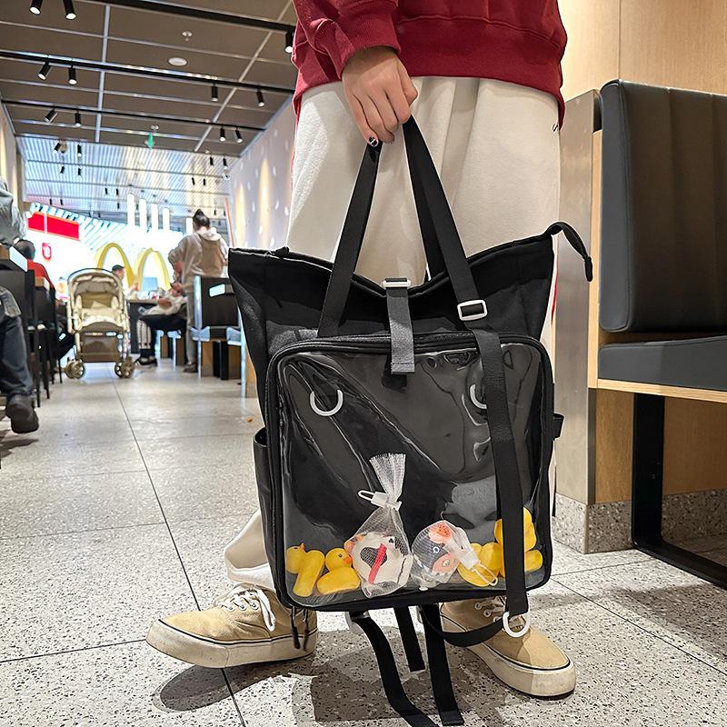 Schoolbag1011 new large-capacity student class shoulder handbag female Japanese cute girl transparent pain bag baby bag