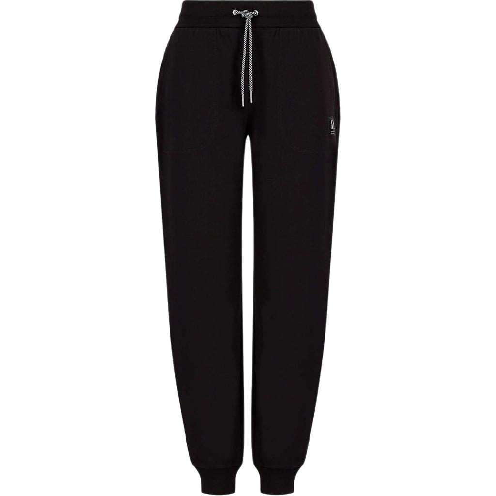 Armani Exchange Solid Color Lace-Up Tapered Casual Pants Women bottoms Black 3RYP88-YJDVZ-1200