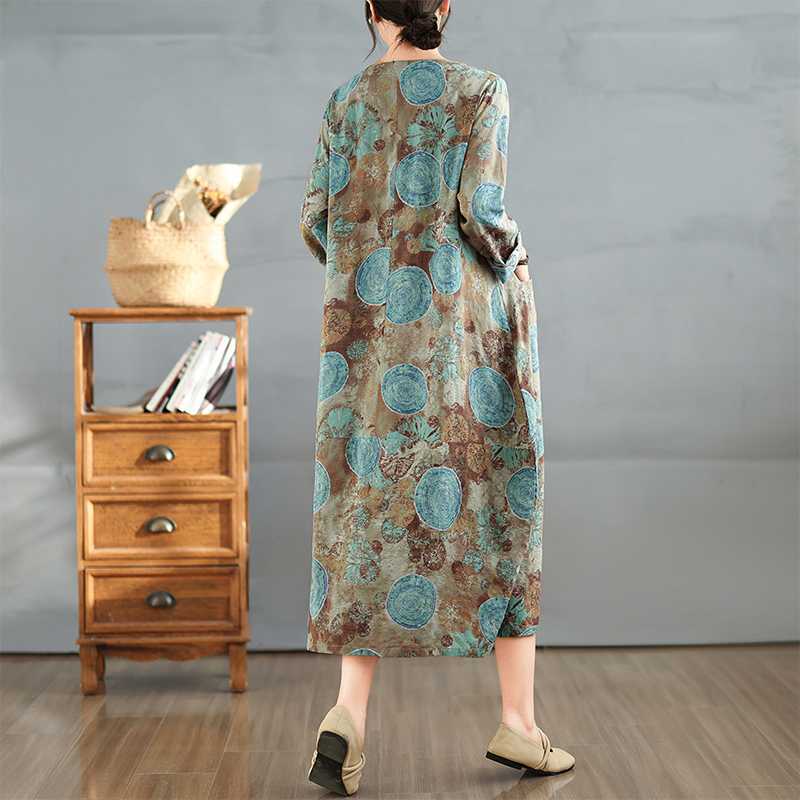 

Новая свободная юбка большого размера с круглым вырезом и длинными рукавами в стиле литературного отпуска One Size