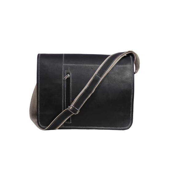 Handmade Black Leather Laptop Messenger Bag – Full Grain, Crossbody Satchel Unisex