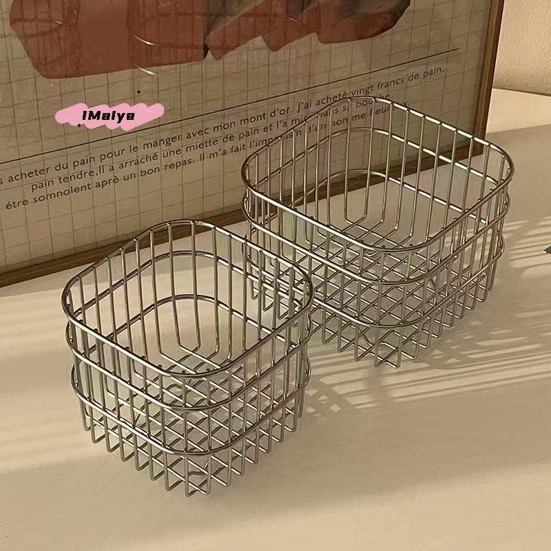 M-Metal Desktop Storage Basket Iron Art Coffee Organizer Kitchen Miscellaneous Items Organizer Makeup Storage Box