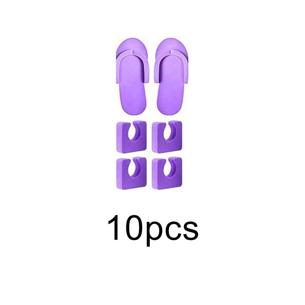 10Pairs Disposable Pedicure Slippers and Toe Separators Kit 10 Toe Separators for Women Nail Hotel Salon Spa Party