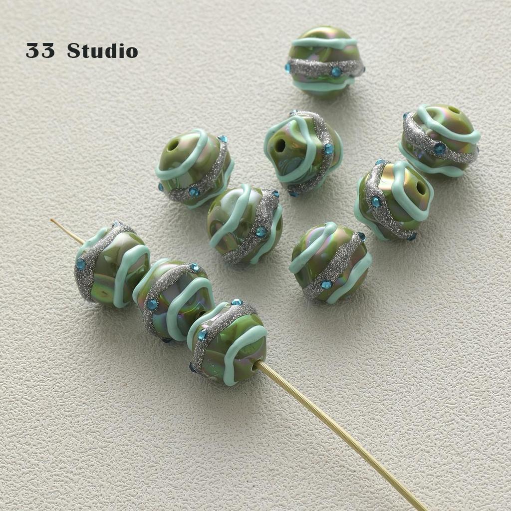 Pure Hand-painted Beads Stickers Diamonds Set Pearl Diy Jewelry Accessories Material Package Beads Car Pendant Cell Phone Chain Beads