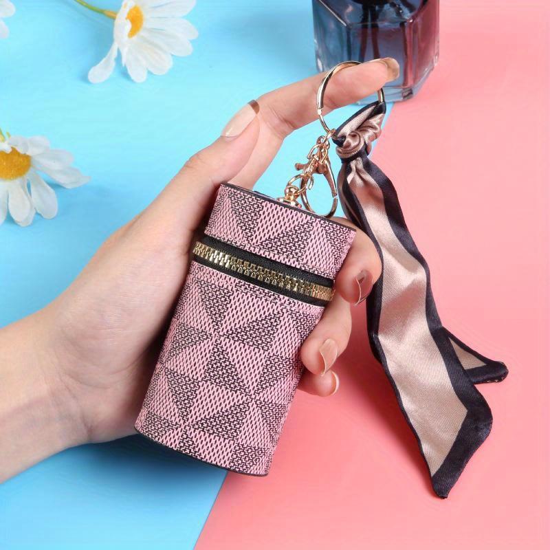 

Trendy Women Bags Compact Pendant Small Plaid Coin Purse Ladies Girls Mini Lipstick Bag Earphone Pocket Hanging Keychain Bag