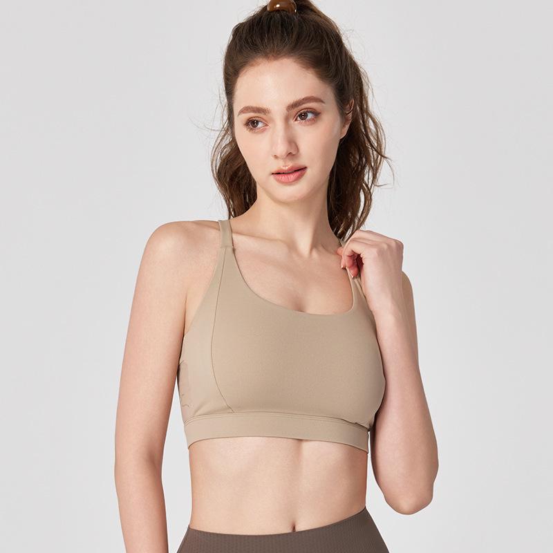 Cross-Strap Shockproof Sports Bra with Integrated Cup - Breathable, High-Intensity Performance Yoga Wear