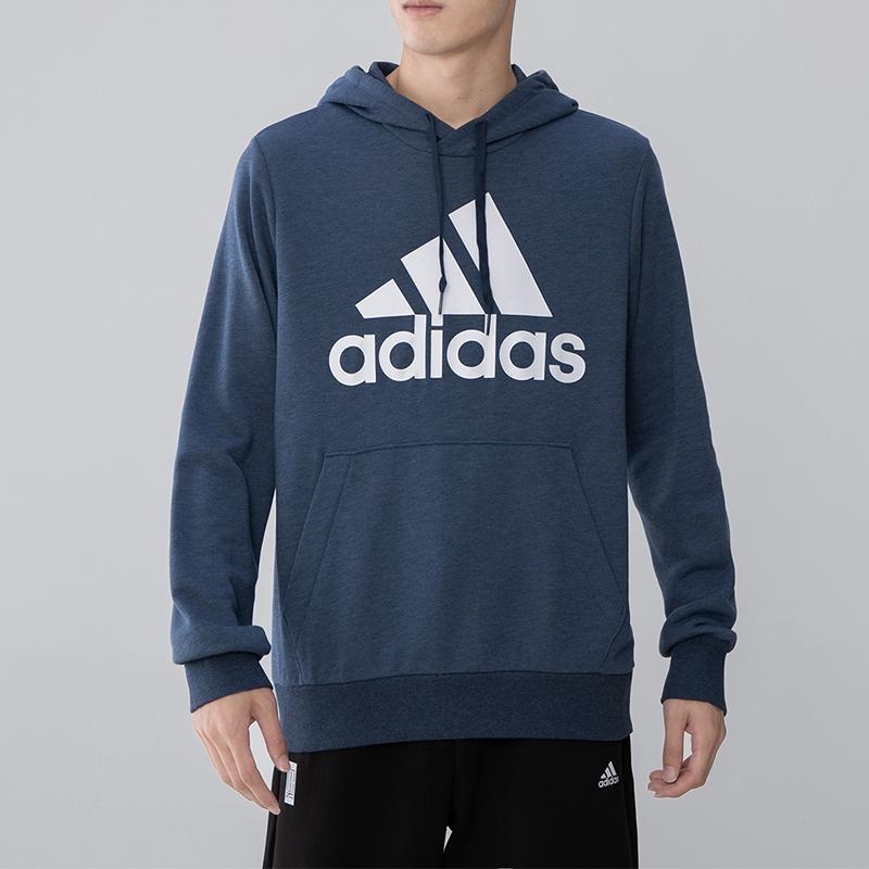adidas Essentials French Terry Big Logo Hoodie Crew Navy Mel/White Men Streetwear GM6965