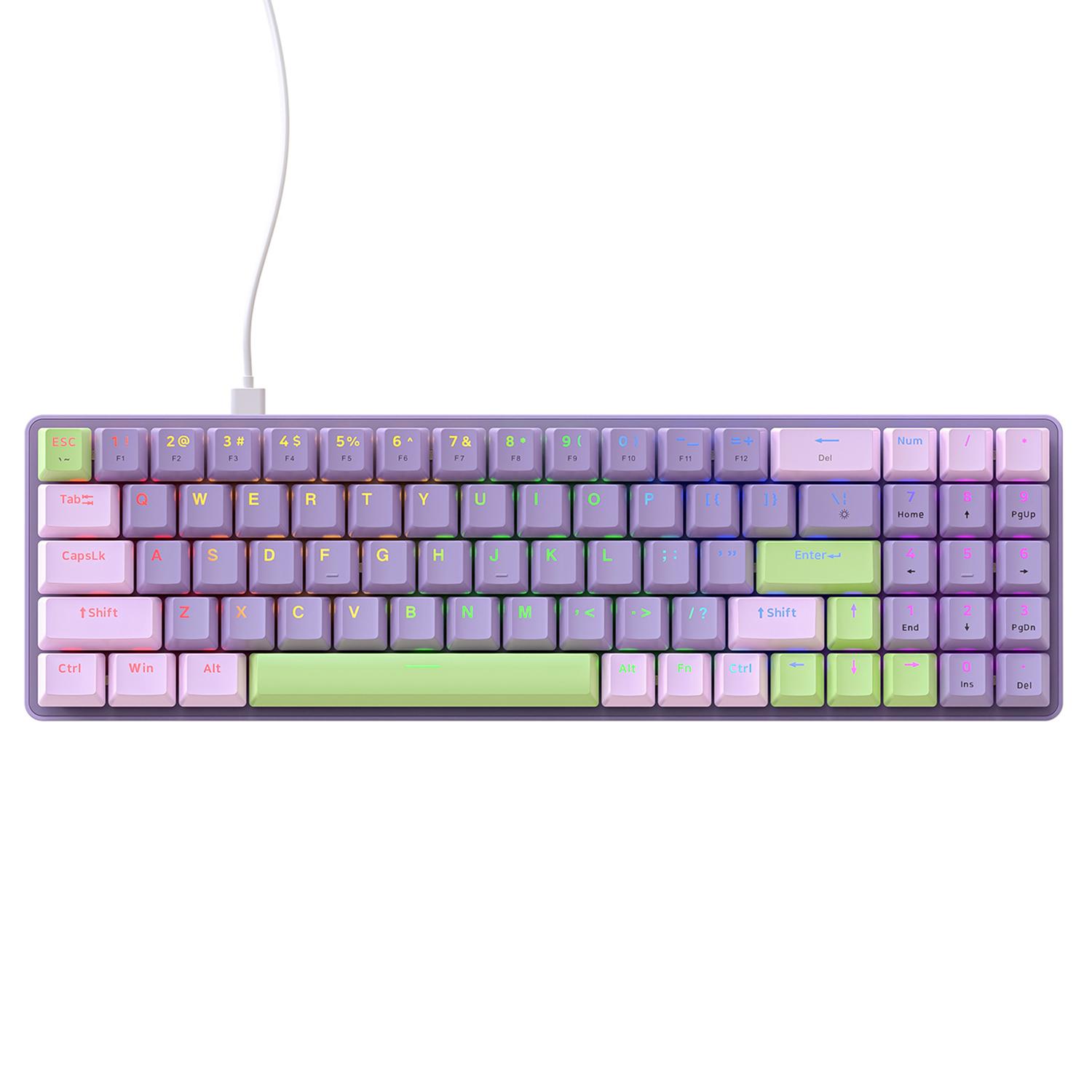 

ZIYOULANG K65 78 Keys Hot Swappable Mechanical Keyboard RGB Light USB Wired Keyboard Purple+Red Switch