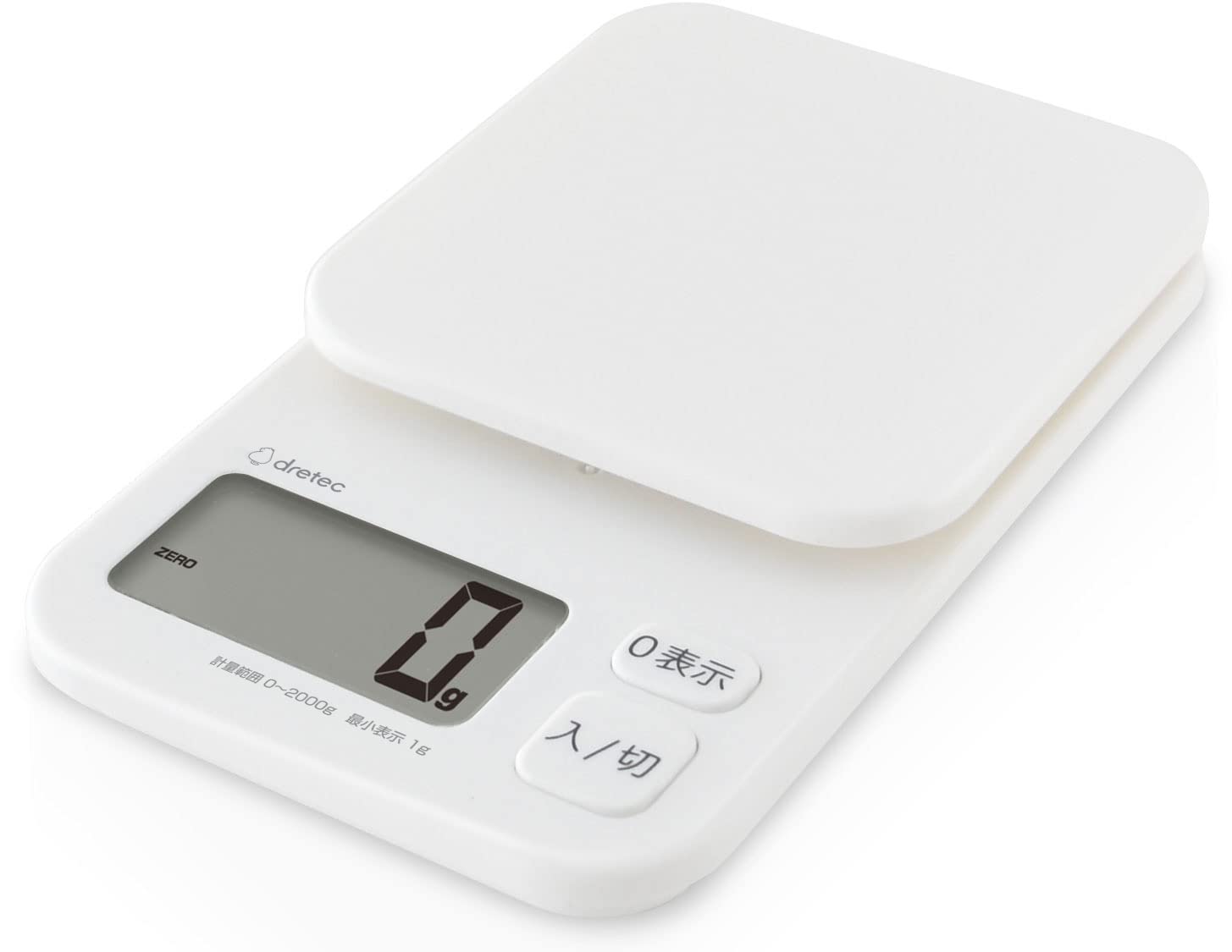 

Dretec (Japanese Manufacturer) Digital Kitchen Scale, 2kg, Large Screen, Tare, Torte, White