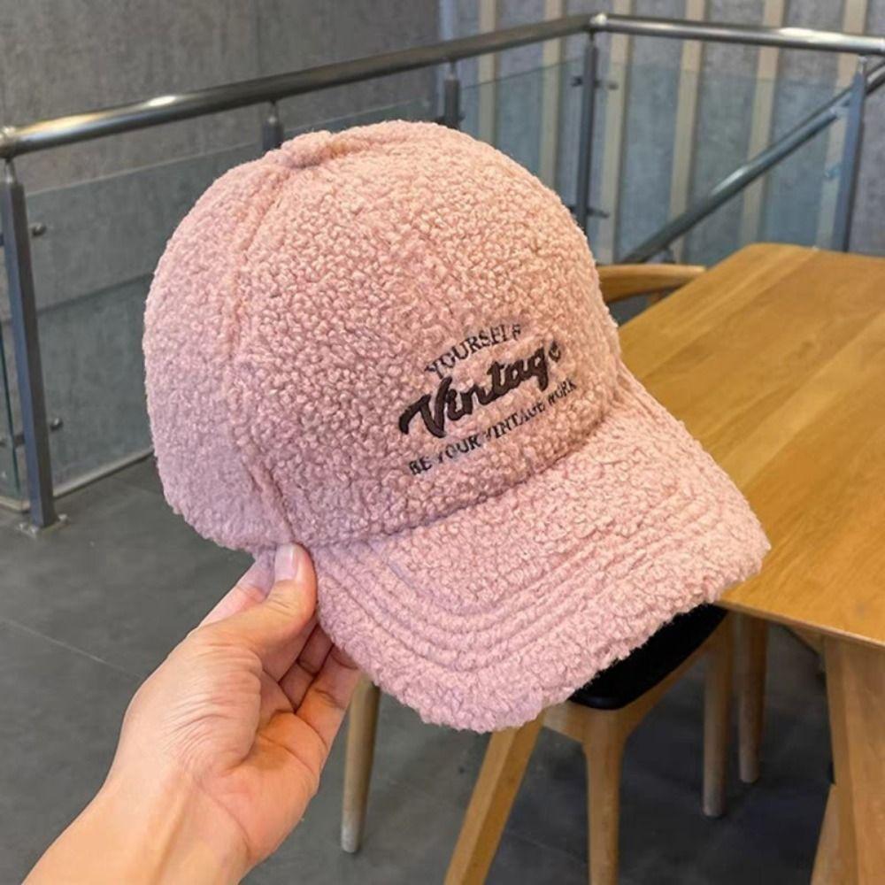 Fashion Plush Baseball Hat Women Couple Cap New Lamb Wool Baseball Cap