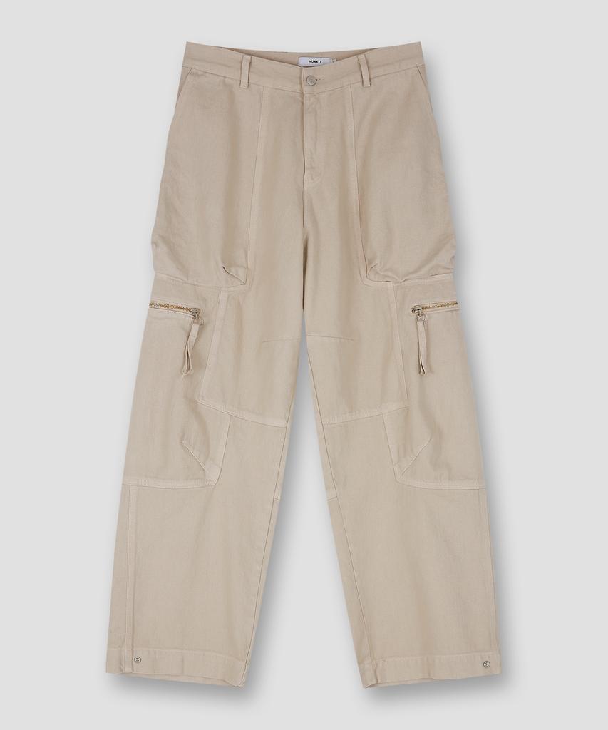 NUAKLE Unisex Cargo Dyed Pants _Beige