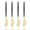 4Pcs Stainless Steel Tea Forks Black Gold Cake Fork Snack Salad Coffee Fruit Fork Mirror Cutlery Tableware Set Kitchen Utensils