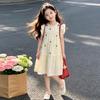 Robe d'été brodée mi-longue à manches bouffantes, nouveau style 2026, pour enfants d'âge moyen et plus âgés