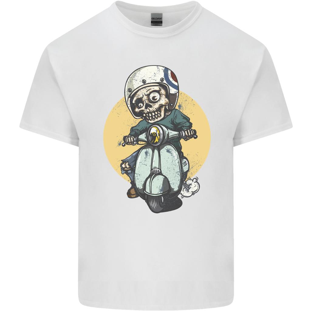 Mod Scooter Moped Skull Unisexs Light Cotton TShirt