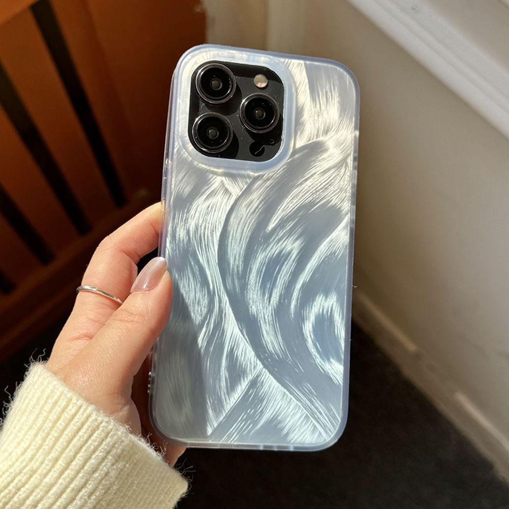 Gradual change smudge feather yarn for iPhone17promax Apple 16 laser mobile phone case 14/13 large hole 15
