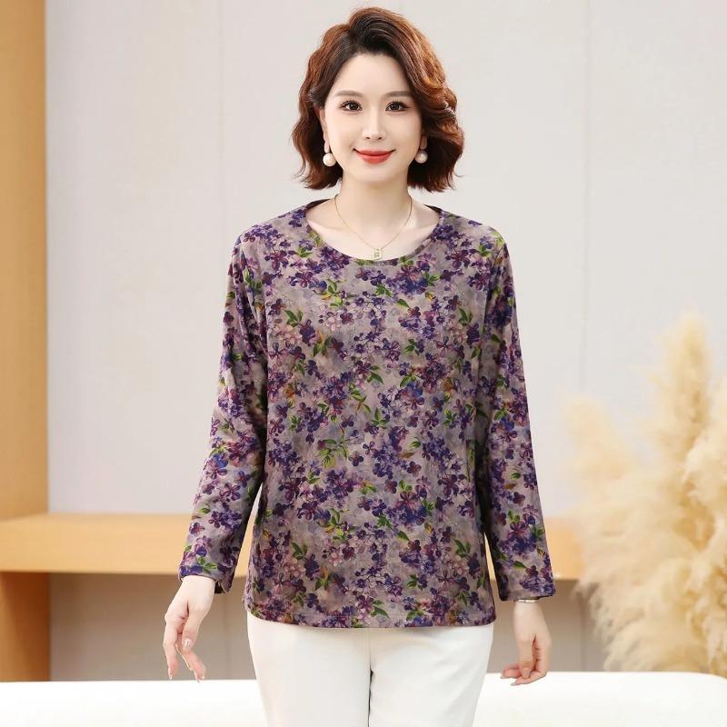 

Высокоэластичный Немецкий Бархат Весна и Осень Длинный Рукав Базовый Слой Среднего и Пожилого Возраста 3XL фиолетовый