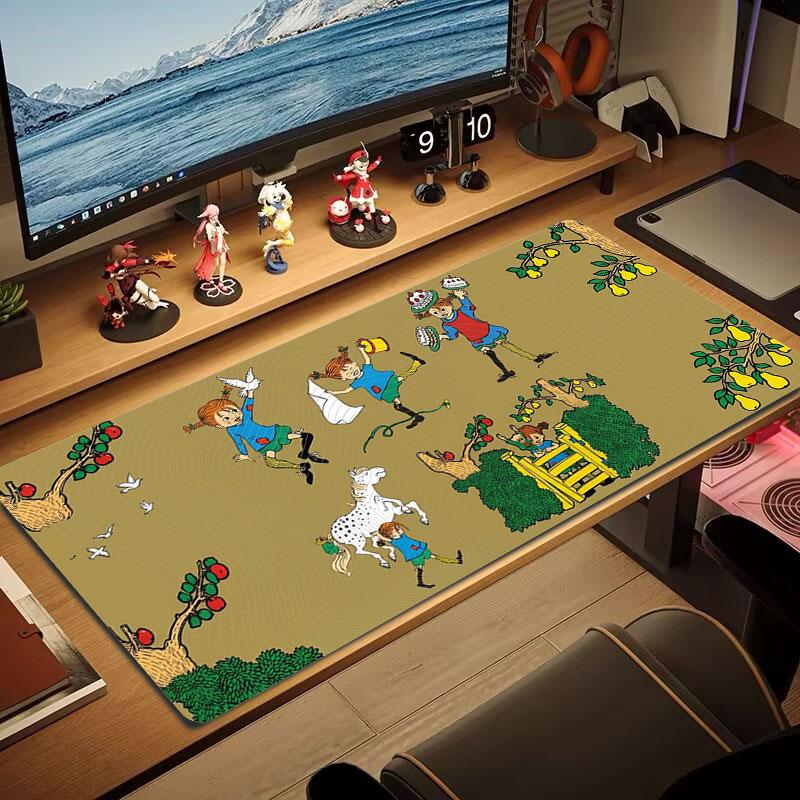 Pippi Longstocking Large Size Mouse Pad Large Gaming Table Cushion Non-slip Laptop Tablet Big Mousepad XXL Mat Mini PC Playmat With Lock edge