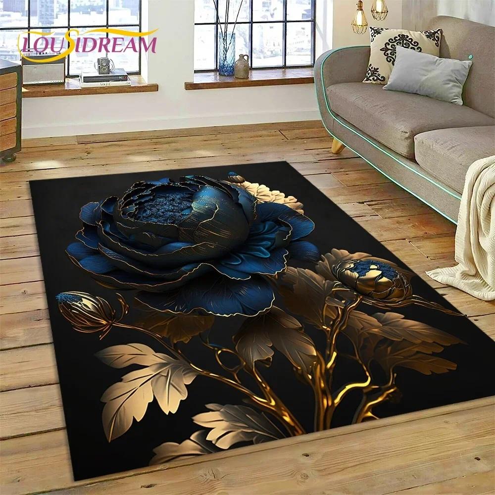 Gül Çiçekleri İskandinav Aşk Romantik Halı Kilim Yatak Odası Oturma Odası Ev Kanepe Dekorasyonu, Çocuk Oyunu Büyük Dekor Yer Paspası