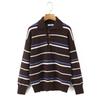 Autumn and Winter New Arrivals Women's Clothing Zr European and American Style Fashionable Loose Striped Color-Block Long-Sleeve Polo Collar Knitwear
