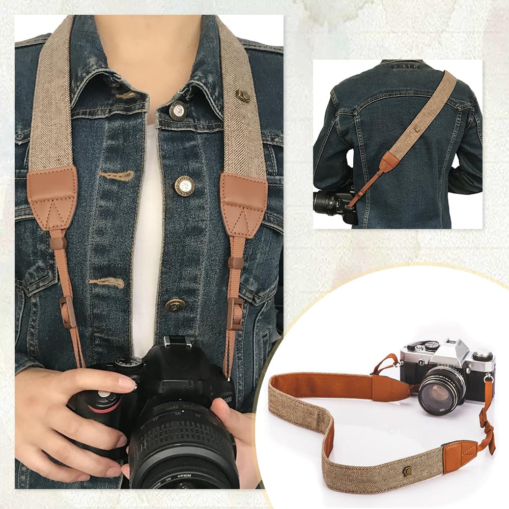 Camera Shoulder Neck Strap with Connection Adjustable for Compact Digital [DFsucces] Adapter, Length, Non-Slip Series, SLRs, High-End Cameras,