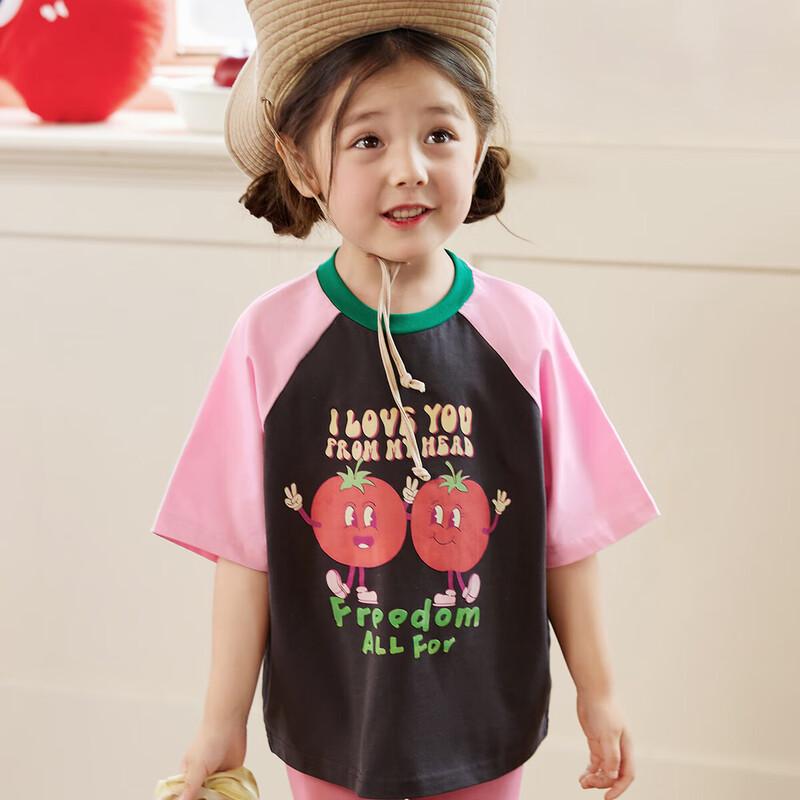 LUSON Girls  2025 Summer Dopamine Short Sleeve T-Shirt 80