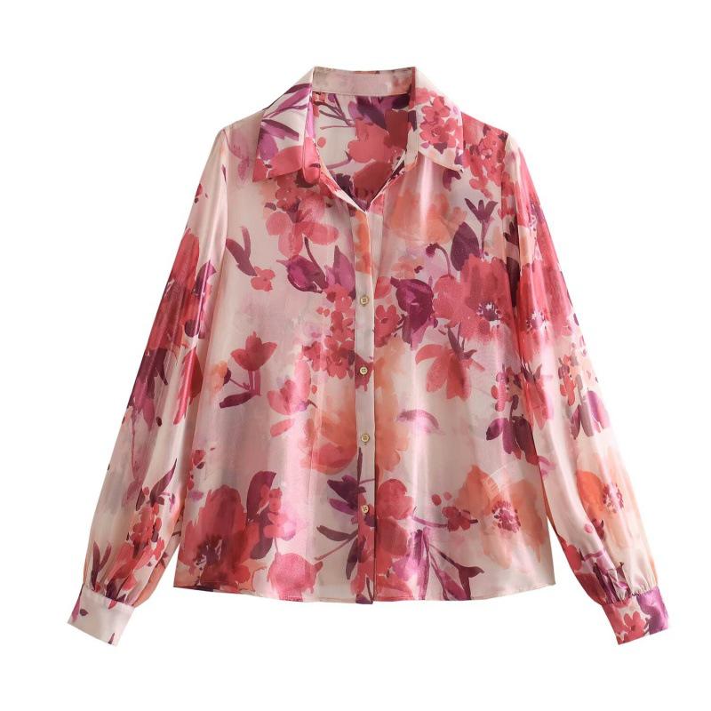 

2025 Floral Print Long-Sleeve Shirt - Cross-Border Spring Fashion for European & American Markets L