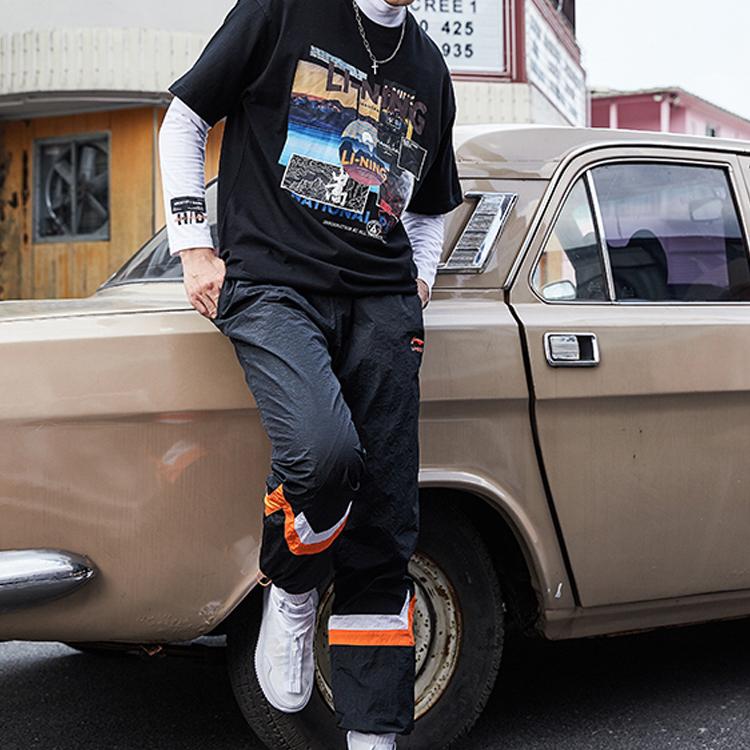Li Ning New York Fashion Week Runway Series Casual Loose Wide Leg Woven Sports Pants Men Pants Black AYKP649-1