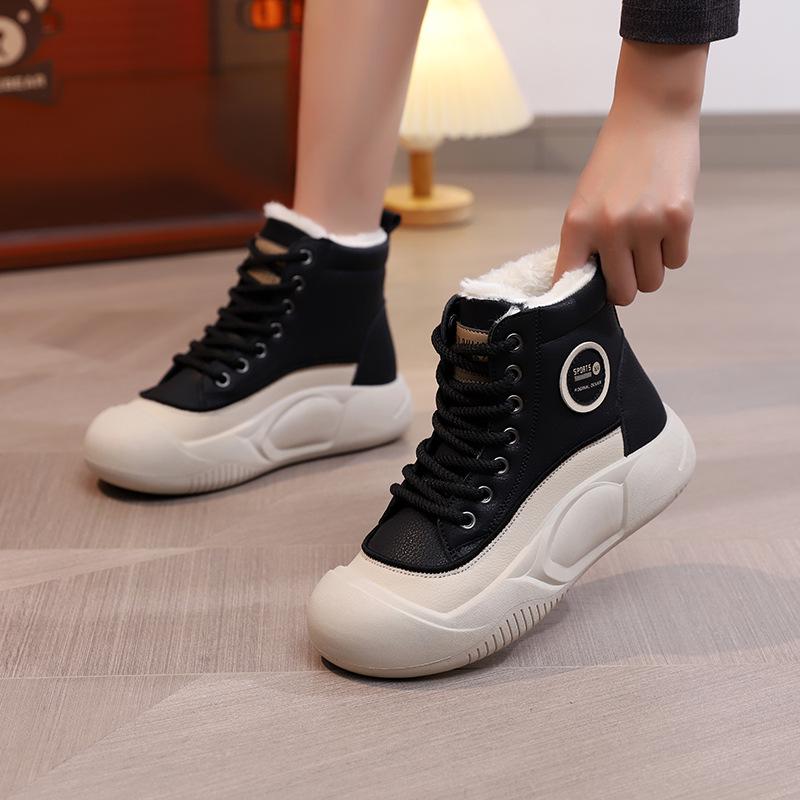 

Женские высокие зимние кроссовки из хлопкового бархата, 2025 г., новые универсальные белые спортивные туфли MX-5507 39 чёрный