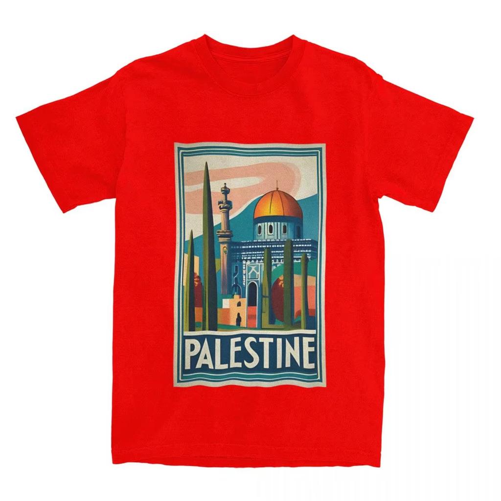 2025 Summer Couple T-Shirt Vintage Palestine Jerusalem Peace T Shirts Leisure Summer Tees Aesthetic Print Cotton Tops Gift Idea