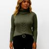 Women's Fashionable Solid Color High Neck Long Sleeved Sweater Pullover Sweater Top
