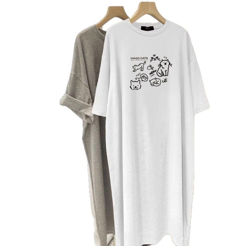 T-shirt dress women's short-sleeved long summer 2026 new loose casual lazy long skirt knee-length skirt