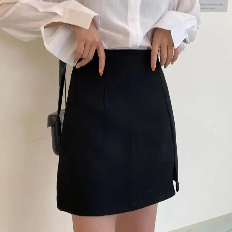 Women's Summer High-Waisted Business Clerk Skirt Anti-Exposure Slimming Academic Teacher Slit Casual All-match Versatile Bodycon Skirt