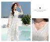 Elegant V-Neck Mulberry Silk White Maxi Dress – Short-Sleeve Summer Beachwear