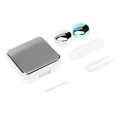 Conjunto de estojo de lente de contato com capa reflexiva e linda caixa de kit de viagem