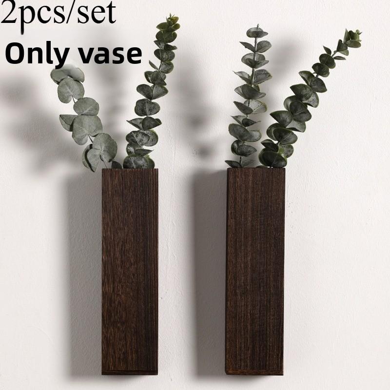 Étagère Vase Mural en Bois pour Fleurs Séchées Décor Suspendu Minimaliste Porte-Plantes Chambre Fournitures Ménagères Décoration Intérieure