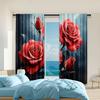 2 Pcs   Versatile Polyester Transparent Curtains for Home Decoration Red Rose for Use In Bedrooms and Living Rooms