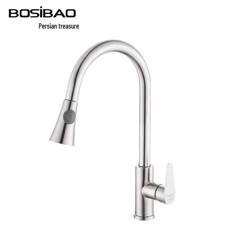 BOSIBAO 304 Stainless Steel Pull-Out Kitchen Faucet