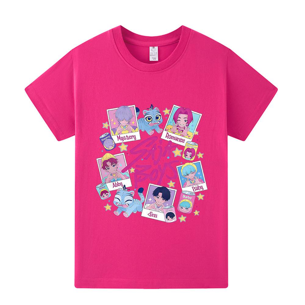 A1206 Kids Boys Girls Sajaboys Kpop Rumi Zoey Mira Print Short Sleeves T-shirt