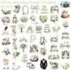 50 Retro Floral White Wedding Waterproof Stickers for Laptops, Notebooks, and Phones