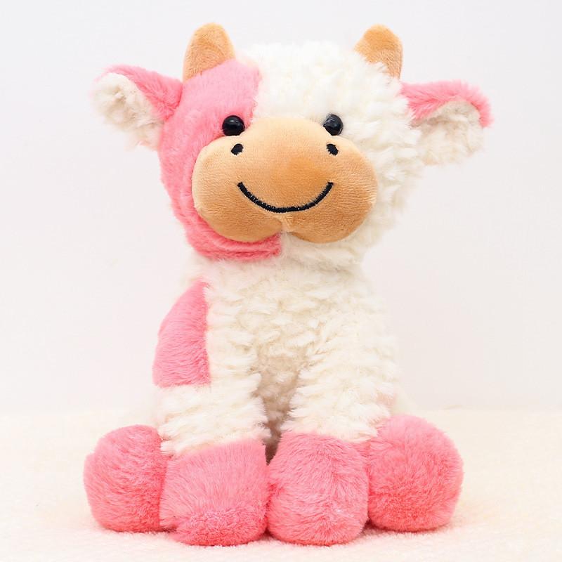 Adorable Smiling Black And White Cow Plush Toy Soft Stuffed Animal Doll Gift