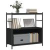 Black Bookshelf 80 X 30 X 78.5 Cm Engineered Wood and Iron
